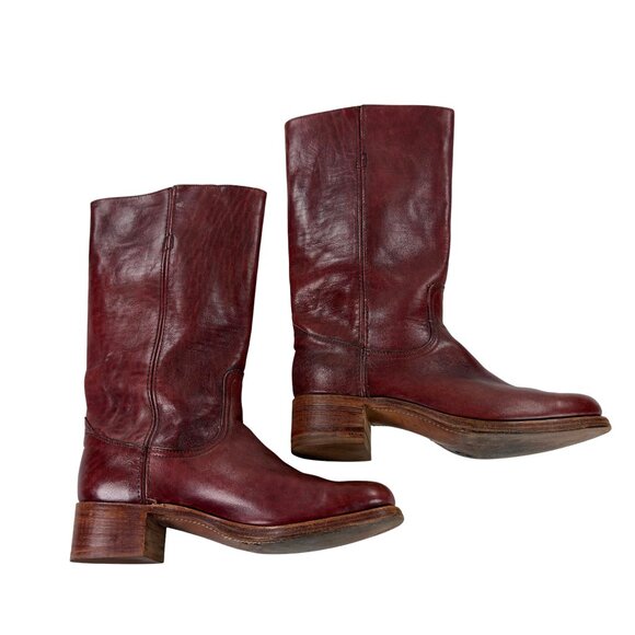 Vintage FRYE Campus Tall Leather Boots Mens Size 12 D Mahogany Made in USA - Picture 4 of 12